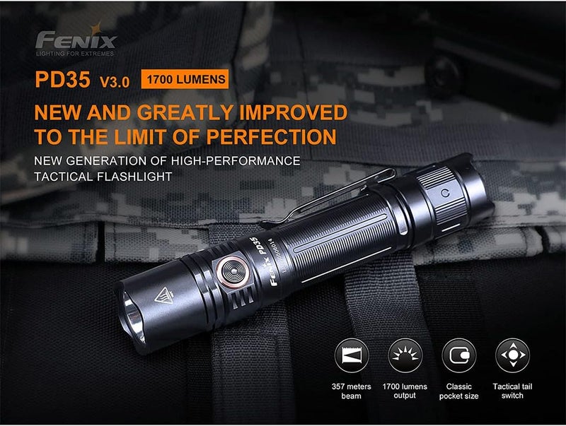 fenix PD35 v3.0 Rechargeable Tactical Flashlight, 1700 Lumens EDC with Battery and Organizer (Green) - Image 3